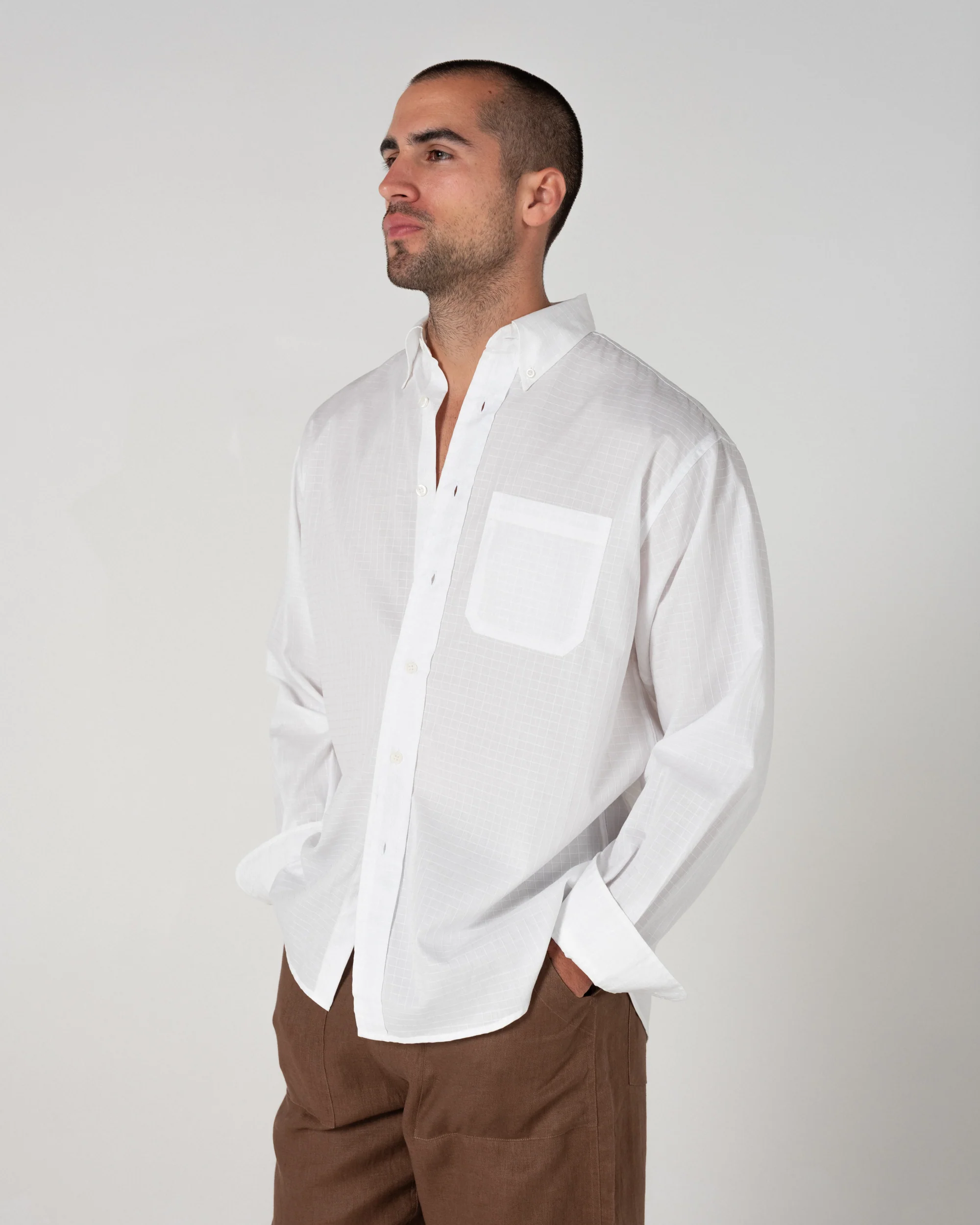 Relaxed Button Down in Windowpane - Image 4